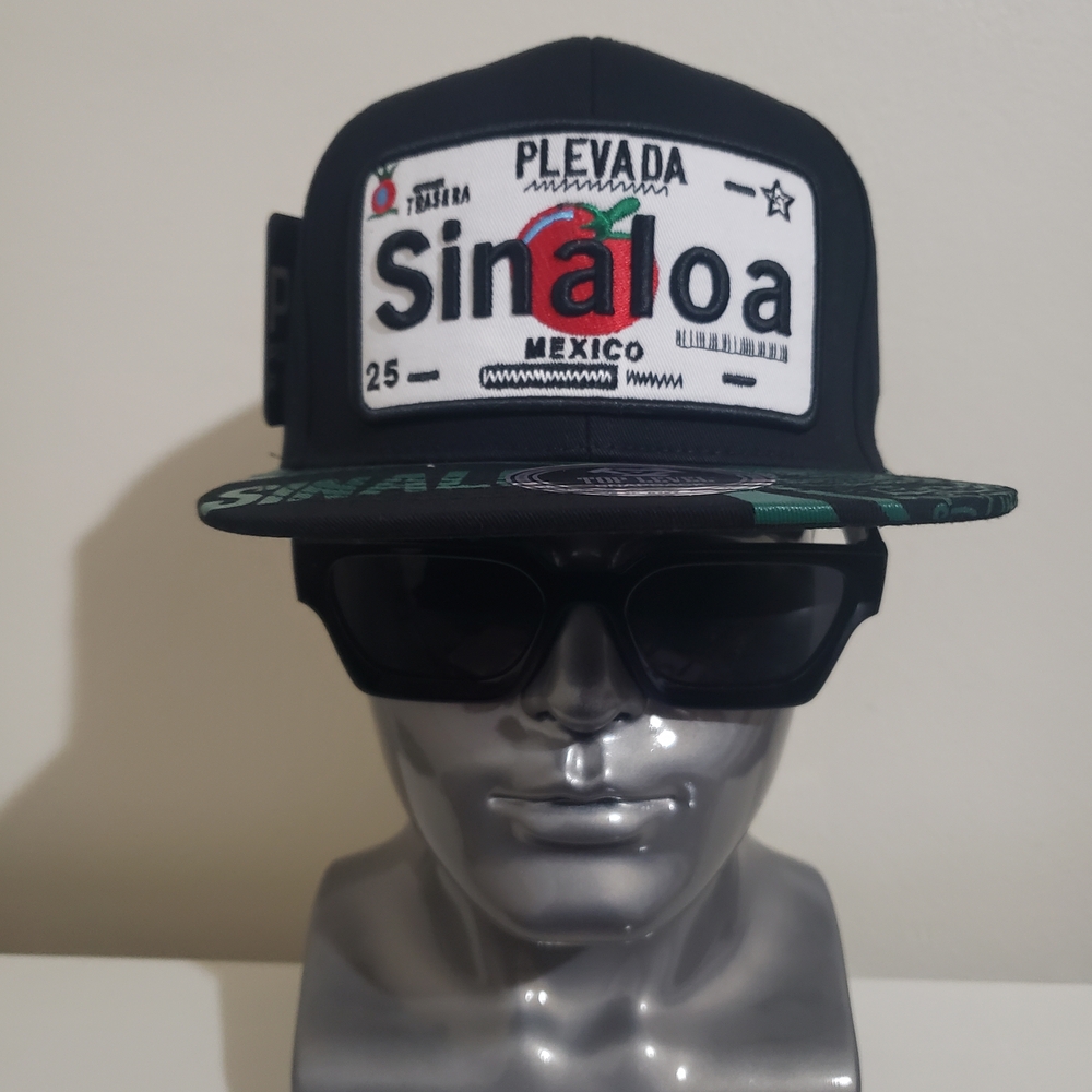 Sinaloa Mexico Patch Snapback Hat - Black with Green Accents